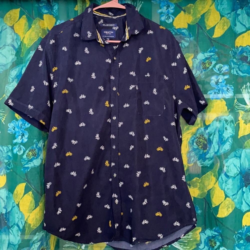 Men’s bicycle print shirt sleeve button down